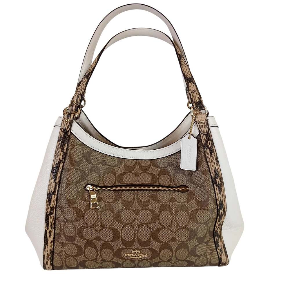 Coach Kristy Shoulder Bag Colorblock Signature Canvas Snakeskin Trim NWOT